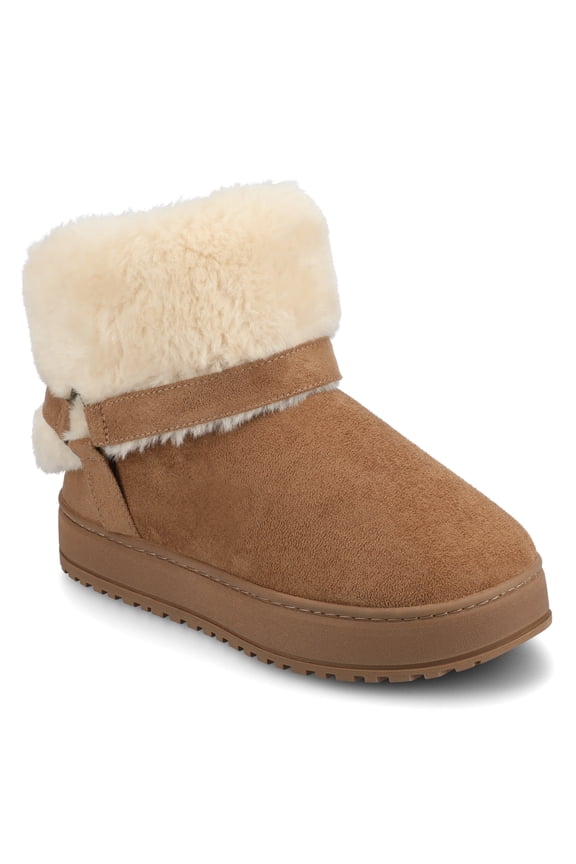 Womens Thada Round Toe Warm Flexible Sherpa Comfort Slipper Bootie