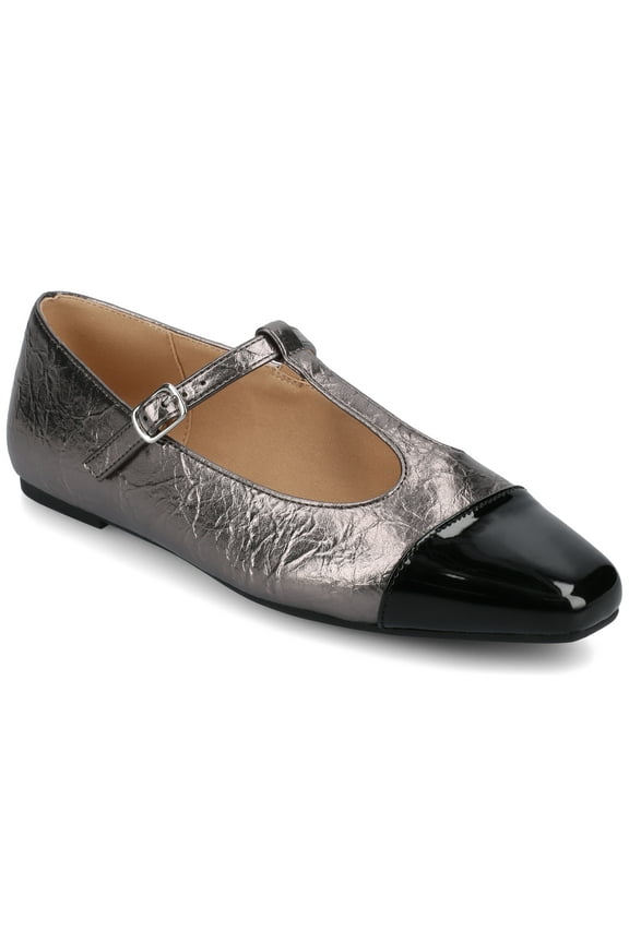 Womens Theah T-Strap Cap Toe Mary Jane Dress Flats, Widths Available