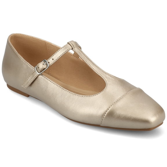 Journee Womens Theah T-Strap Cap Toe Mary Jane Dress Flats, Widths Available