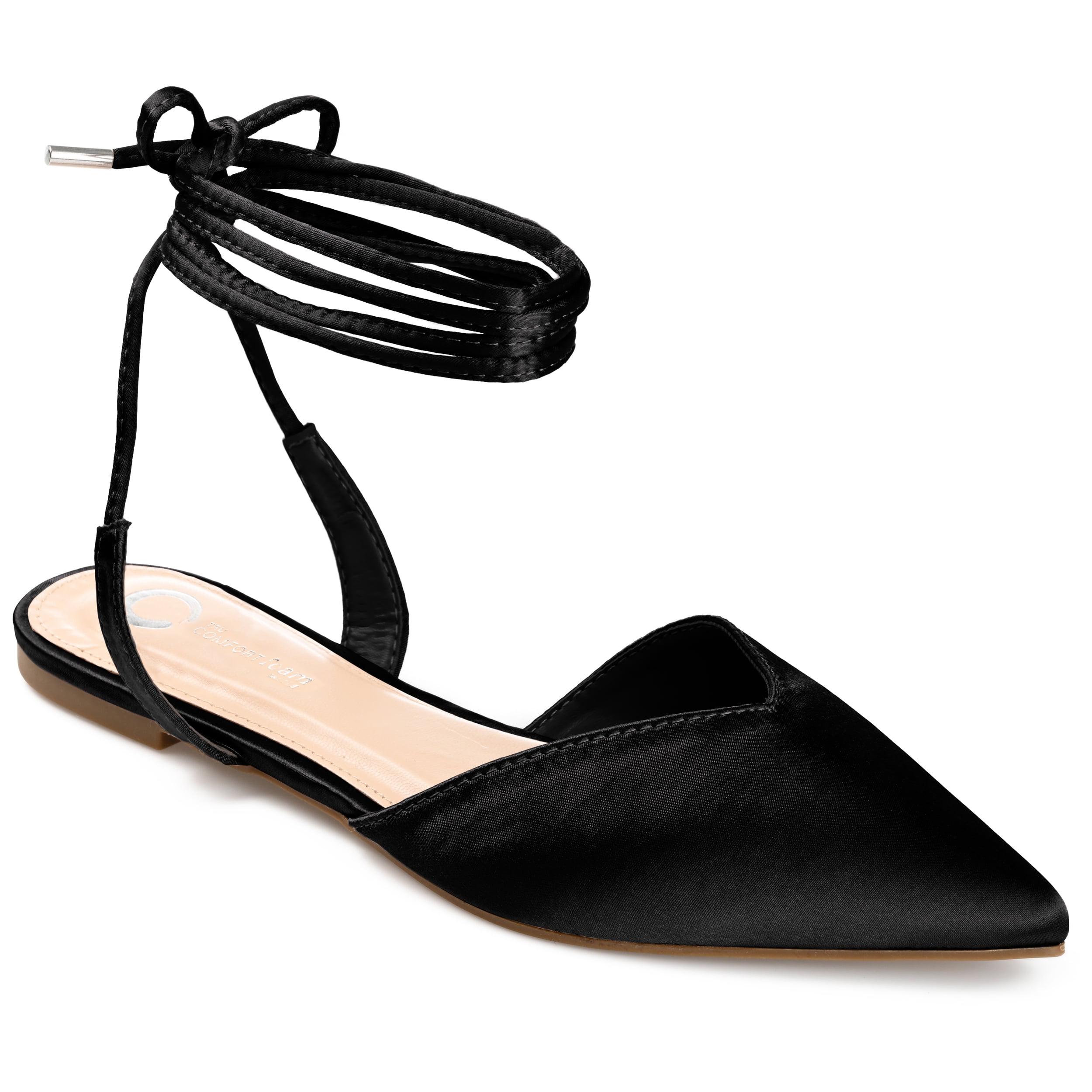 Journee Womens Theia Tie Up Pointed Toe Ballet Flats