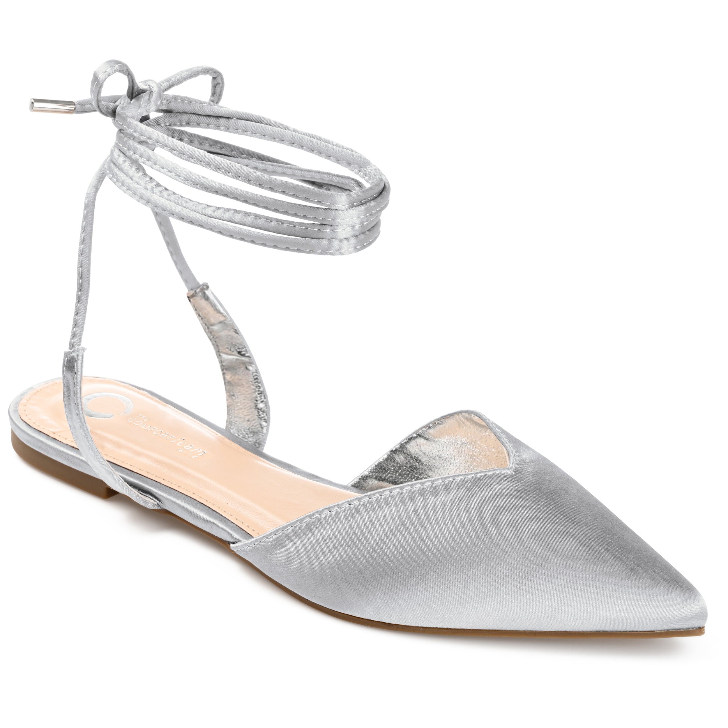 Journee Womens Theia Tie Up Pointed Toe Ballet Flats