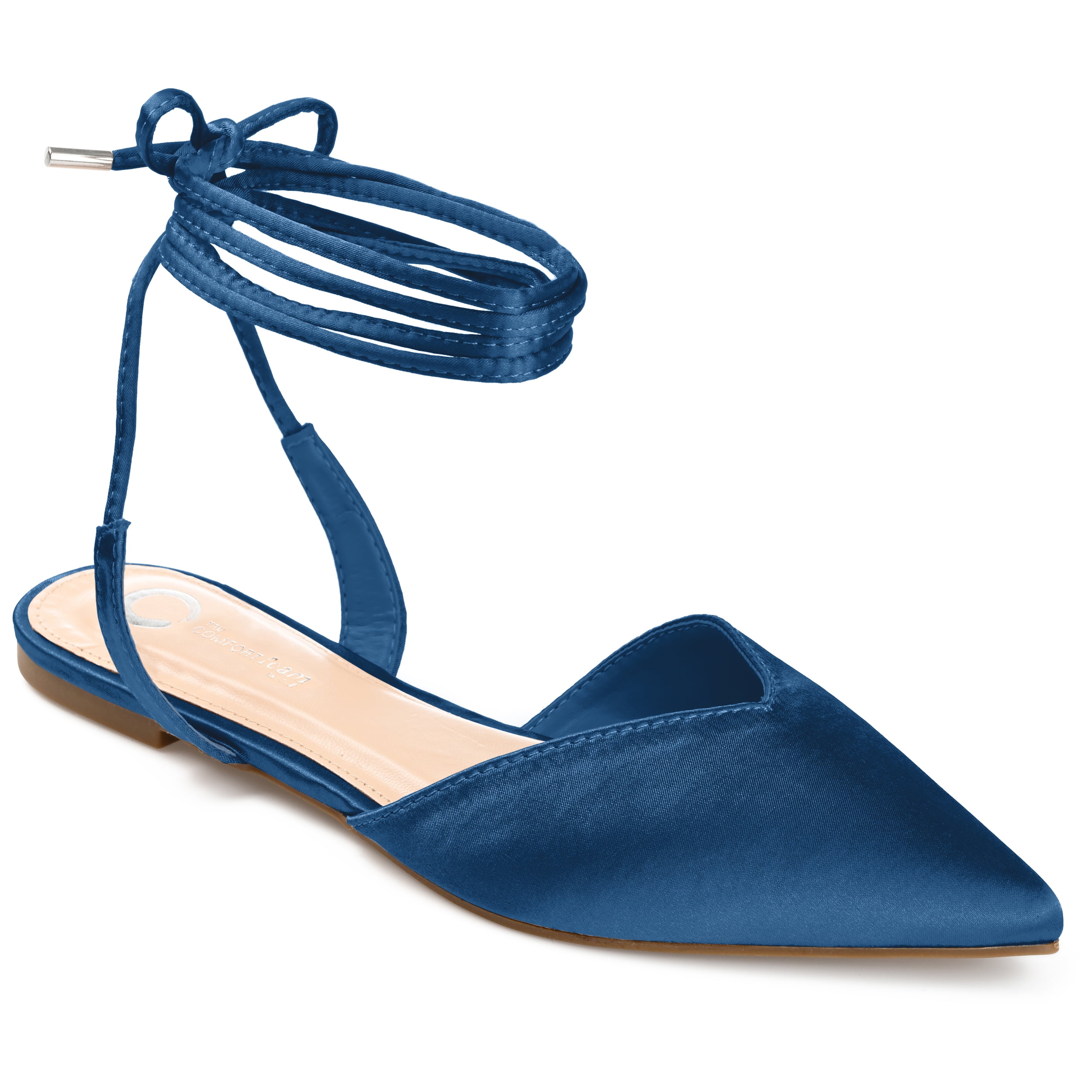 Journee Womens Theia Tie Up Pointed Toe Ballet Flats