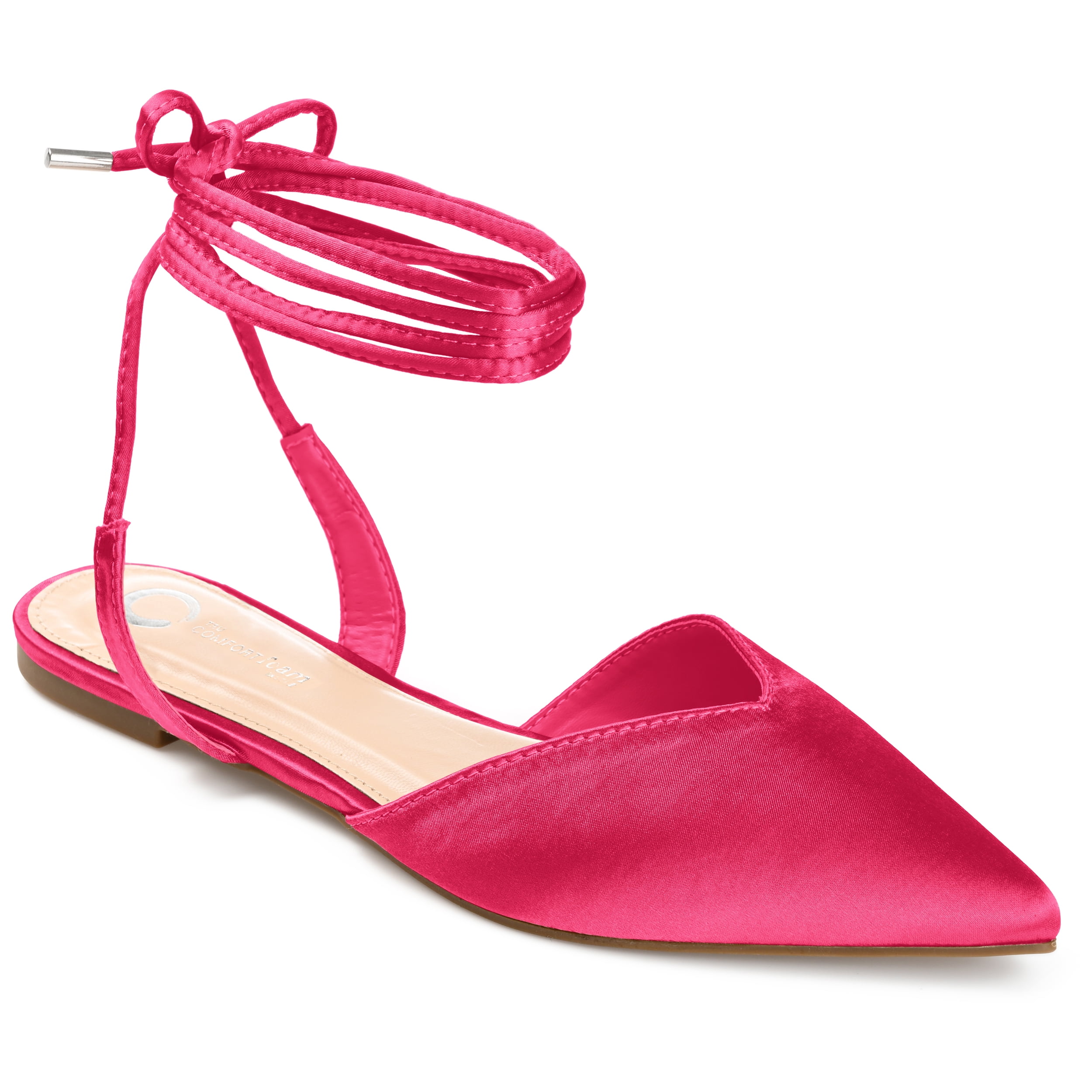 Journee Womens Theia Tie Up Pointed Toe Ballet Flats