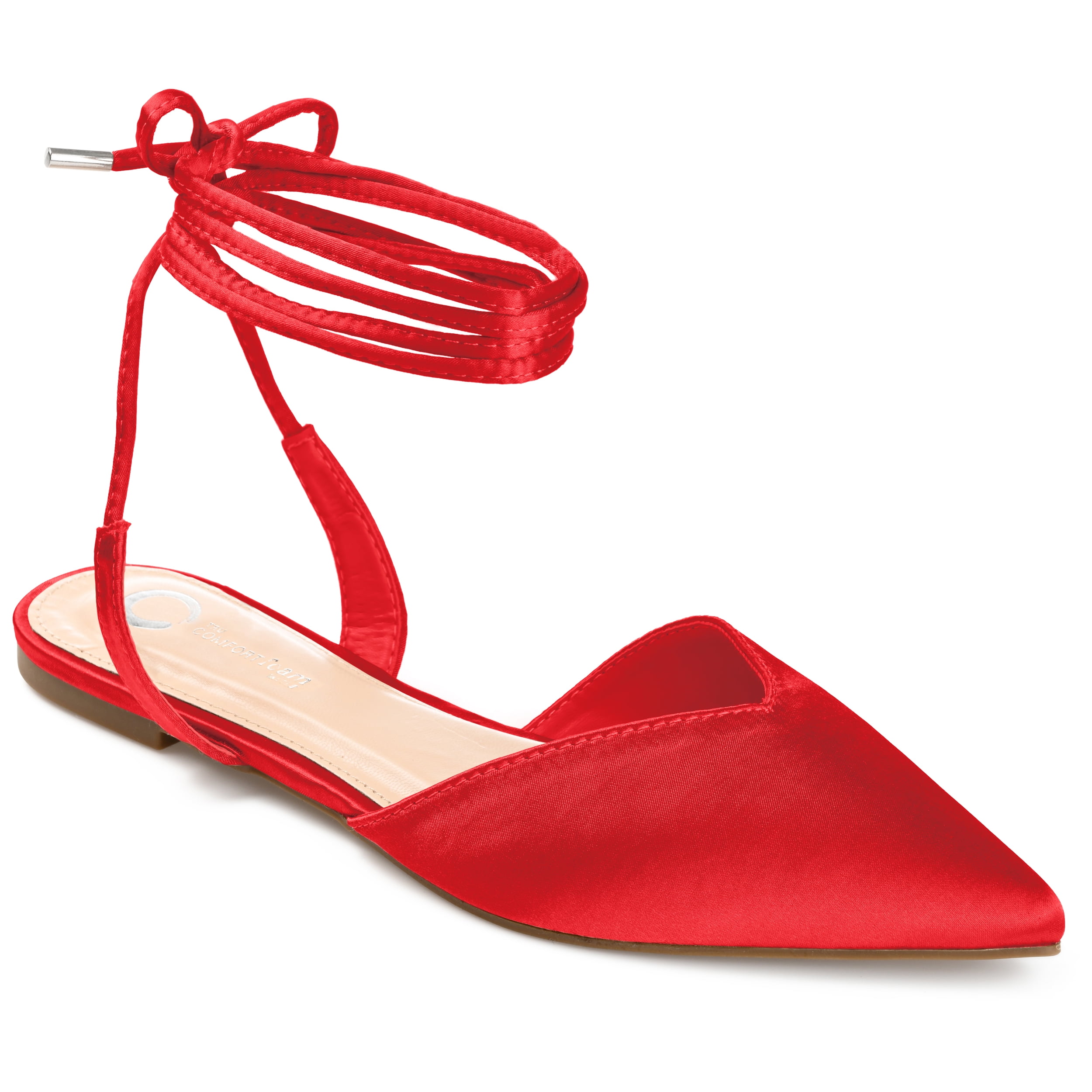 Journee Womens Theia Tie Up Pointed Toe Ballet Flats