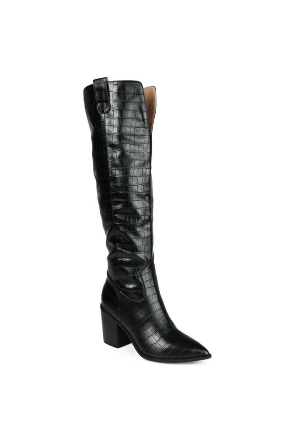 Womens Therese Extra Wide Calf Stacked Heel Knee High Boots