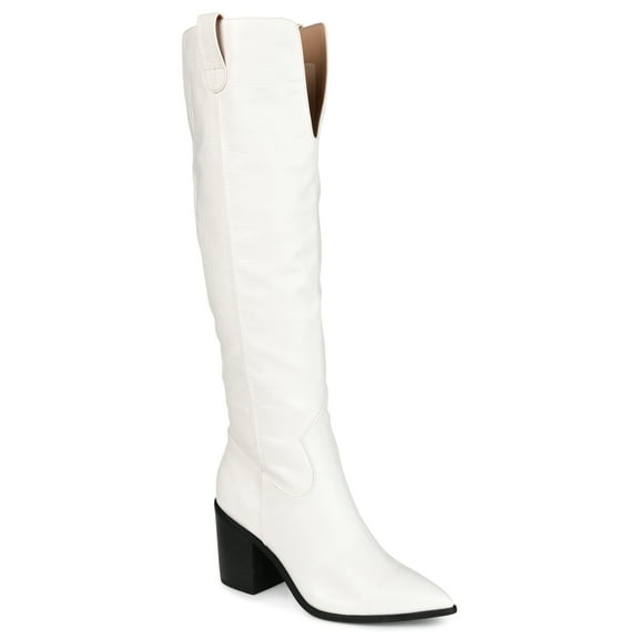 Journee Womens Therese Stacked Heel Knee High Boots, Widths Available