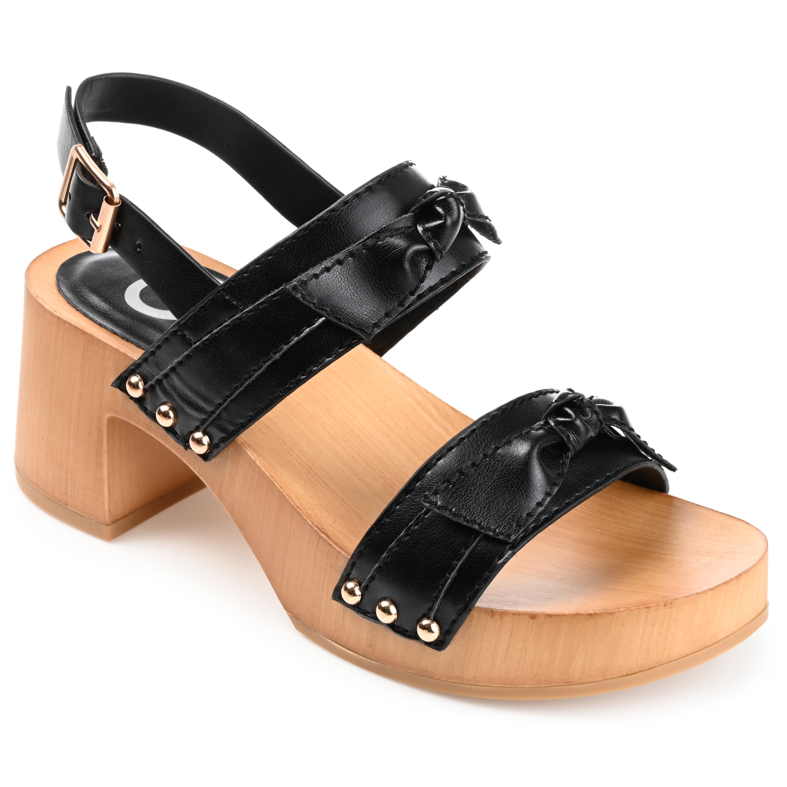 Journee Womens Tia Double Bow Accent Clog Sandals