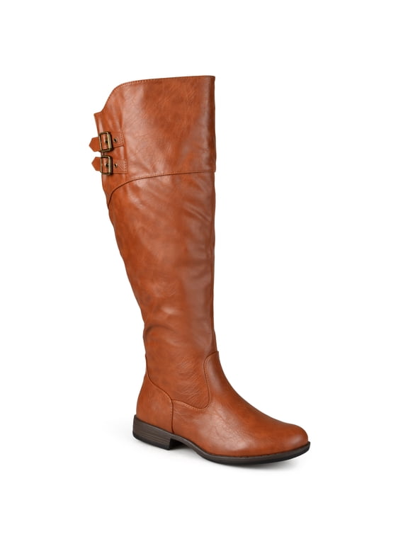 Womens Tori Wide Calf Stacked Heel Riding Boots