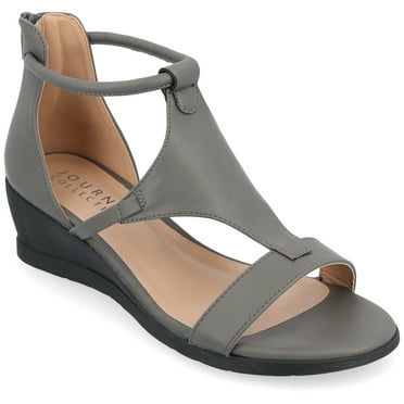 Journee Womens Trayle Wedge Back Heel Zip Sandals, Widths Available