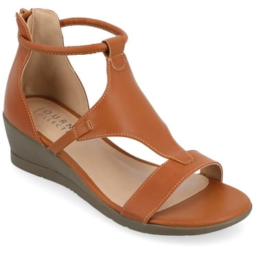 Journee Womens Trayle Wedge Back Heel Zip Sandals, Widths Available