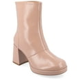 thumbnail image 1 of Journee Womens Aylani Crinkle Patent Vegan Leather Platform Booties, 1 of 10