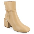 thumbnail image 1 of Journee Womens Beverley Covered Block Heel Square Toe Booties, Widths Available, 1 of 10