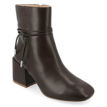 Journee Womens Beverley Covered Block Heel Square Toe Booties, Widths Available