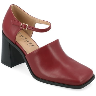 Journee Womens Bobby Stacked Heel Square Toe Pumps, Widths Available