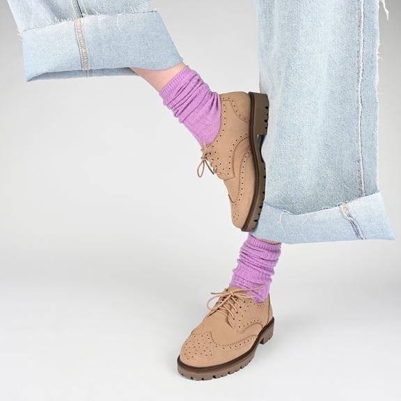 Journee Womens Claudiya Lug Outsole Almond Toe Oxford, Widths Available