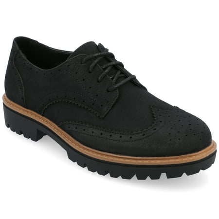 Journee Womens Claudiya Lug Outsole Almond Toe Oxford, Widths Available