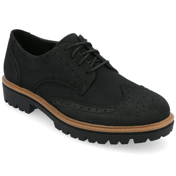 Journee Womens Claudiya Lug Outsole Almond Toe Oxford, Widths Available