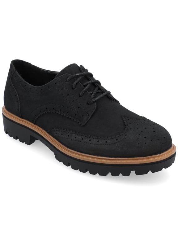 Womens Claudiya Lug Outsole Almond Toe Oxford, Widths Available