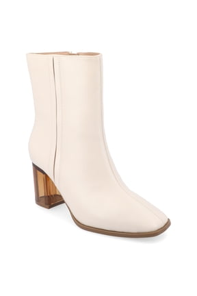 Womens Clearie Transparent Block Heel Square Toe Booties