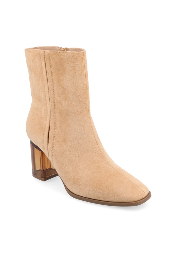 Womens Clearie Transparent Block Heel Square Toe Booties