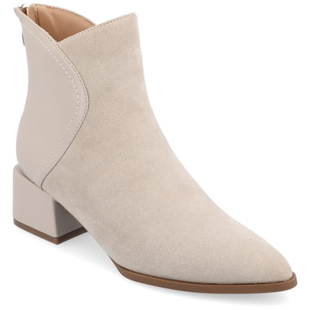 Journee Womens Consuello Two Tone Pointed Toe Booties, Widths Available