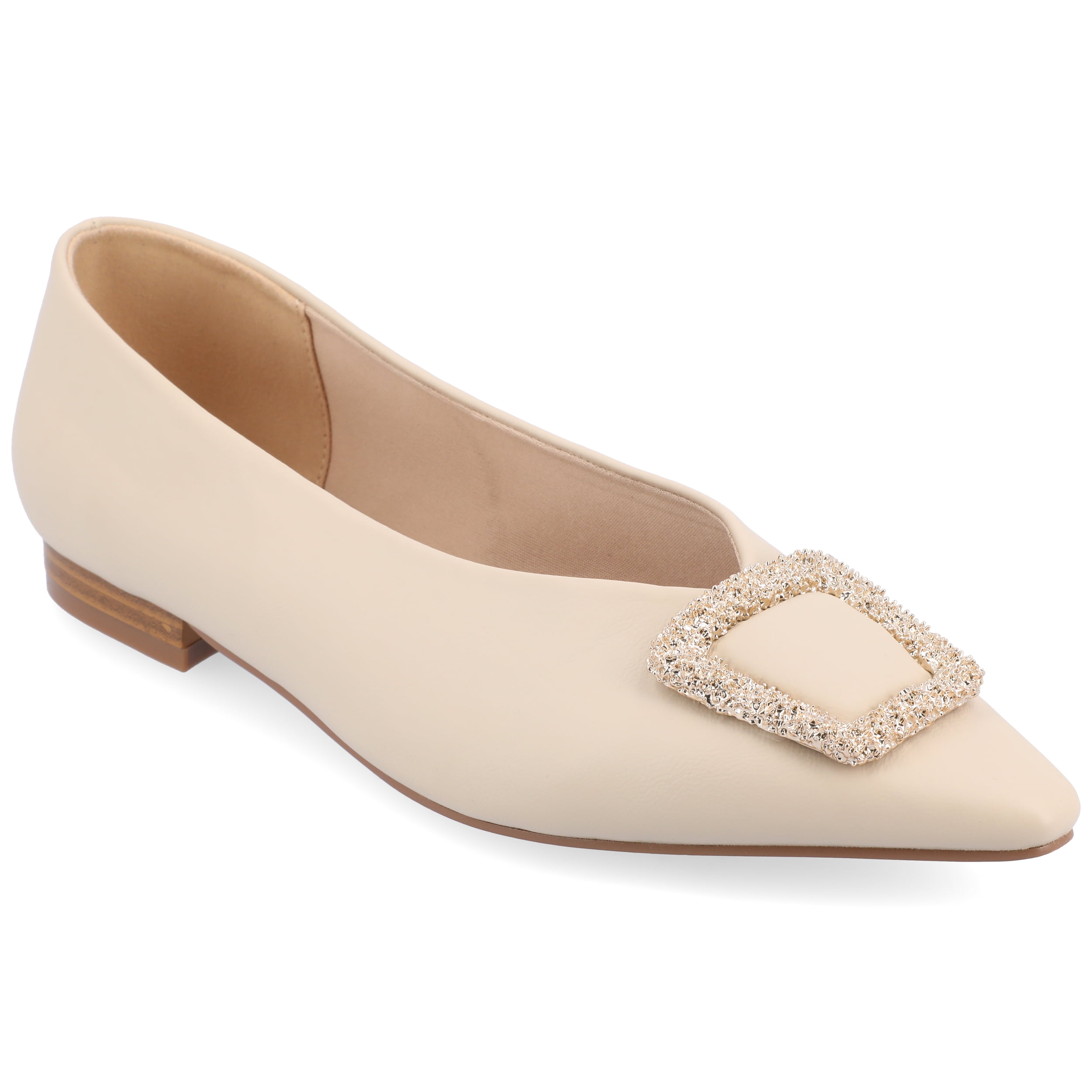 Journee Womens Elowen Slip On Slim Squared Off Pointed Toe Flats