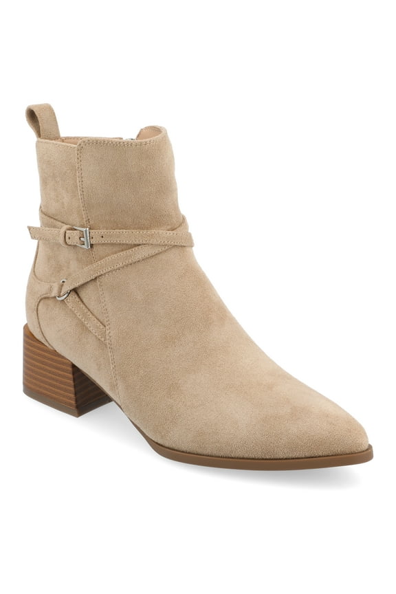 Womens Estelle Stacked Heel Pointed Toe Booties, Widths Available