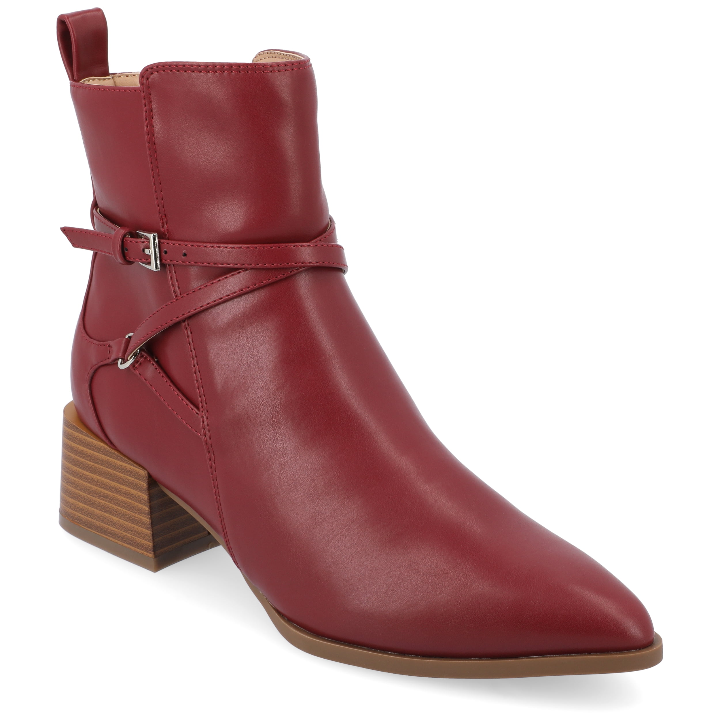Journee Womens Estelle Stacked Heel Pointed Toe Booties, Widths Available