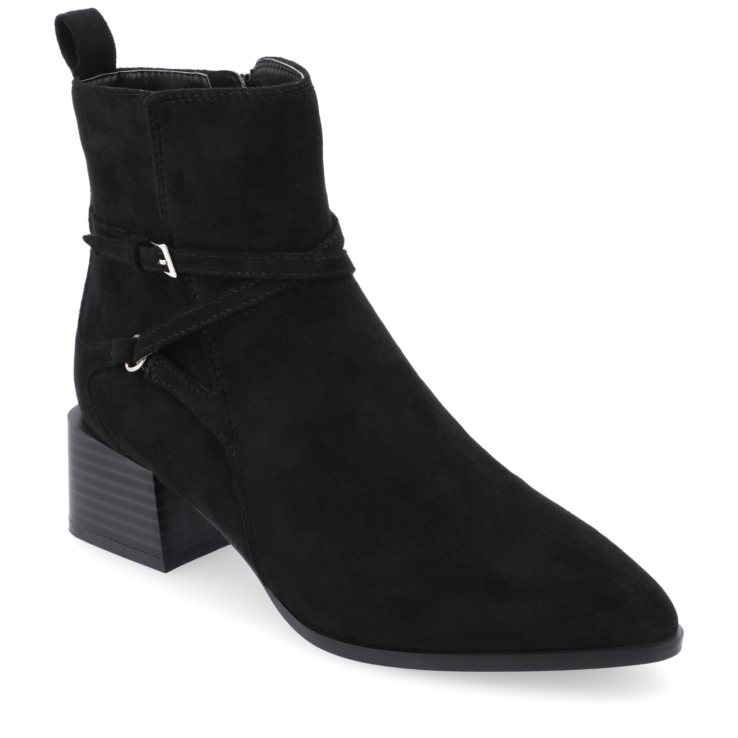 Journee Womens Estelle Stacked Heel Pointed Toe Booties, Widths Available