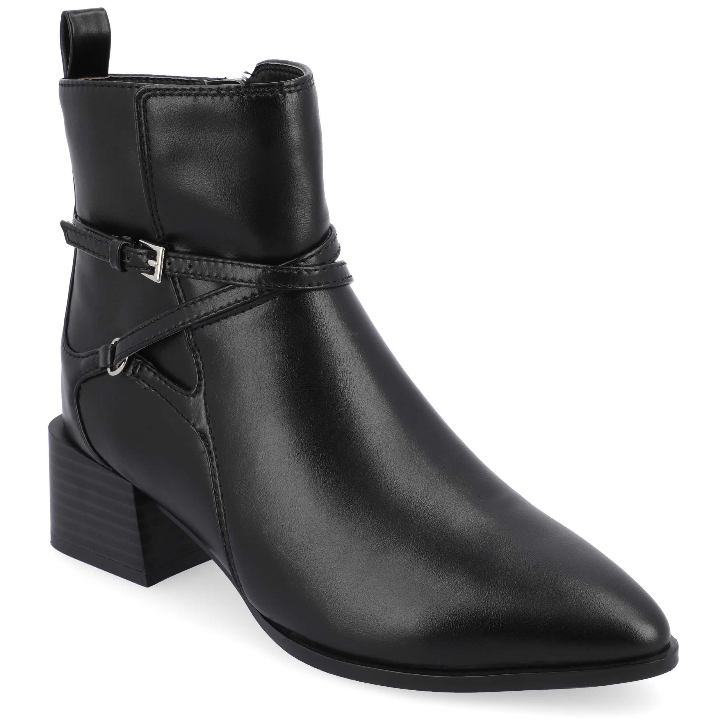 Journee Womens Estelle Stacked Heel Pointed Toe Booties, Widths Available