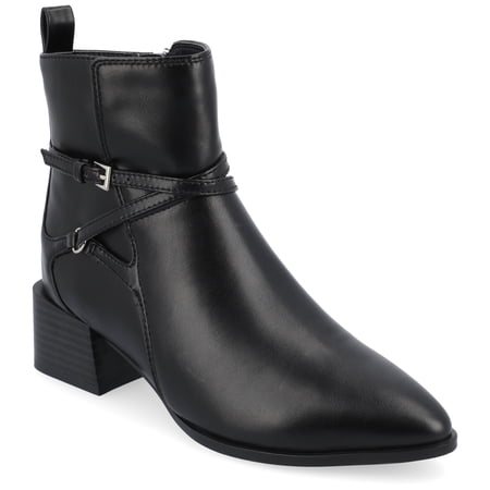 Journee Womens Estelle Stacked Heel Pointed Toe Booties, Widths Available