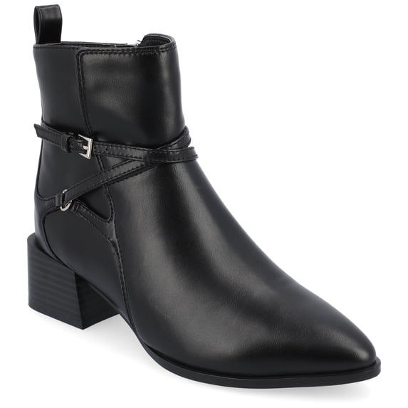 Journee Womens Estelle Stacked Heel Pointed Toe Booties, Widths Available