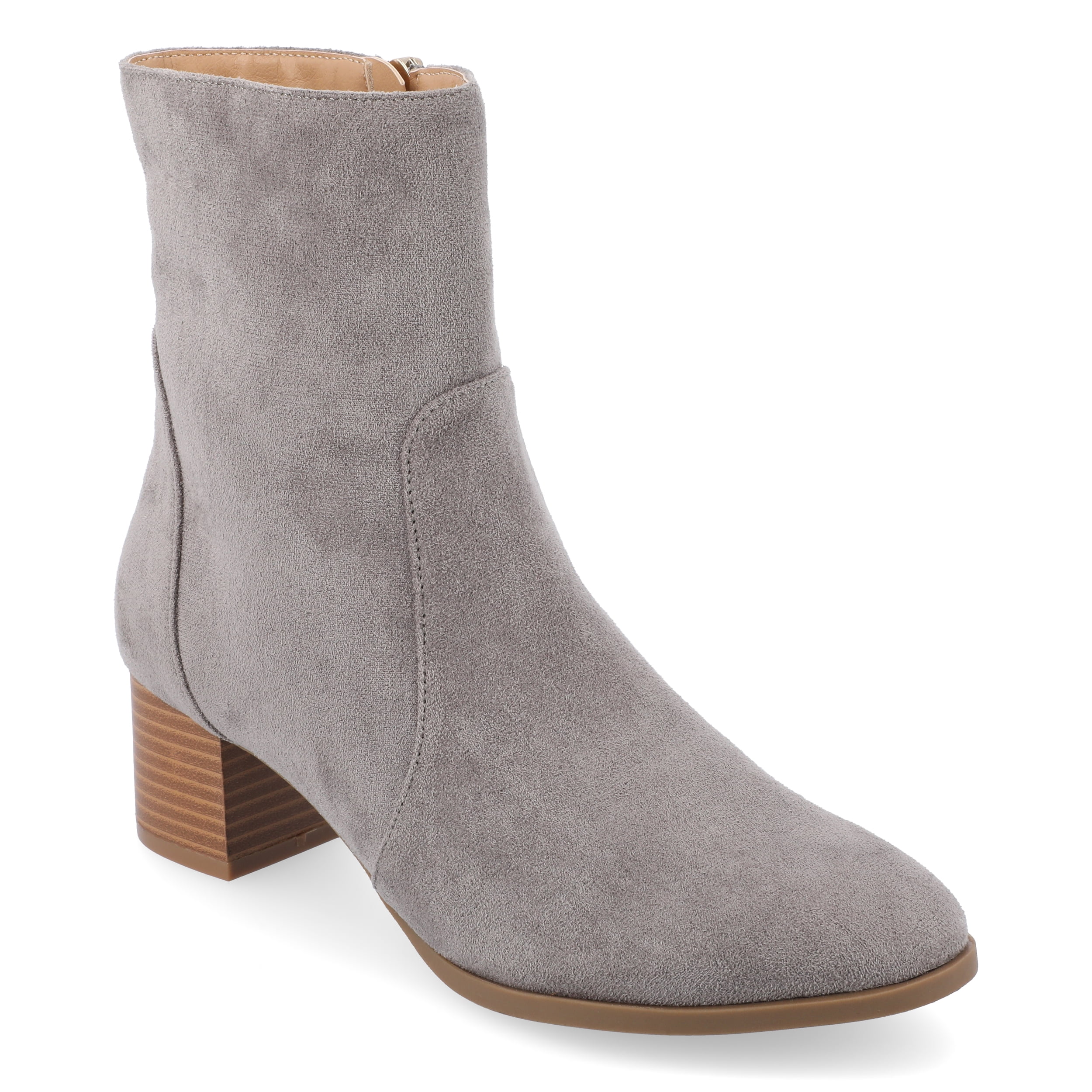 Journee Womens Hayven Stacked Block Heel Almond Toe Booties, Widths Available