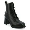thumbnail image 1 of Journee Womens Kalindi Lace Up and Zip Entry Square Toe Booties, Widths Available, 1 of 10