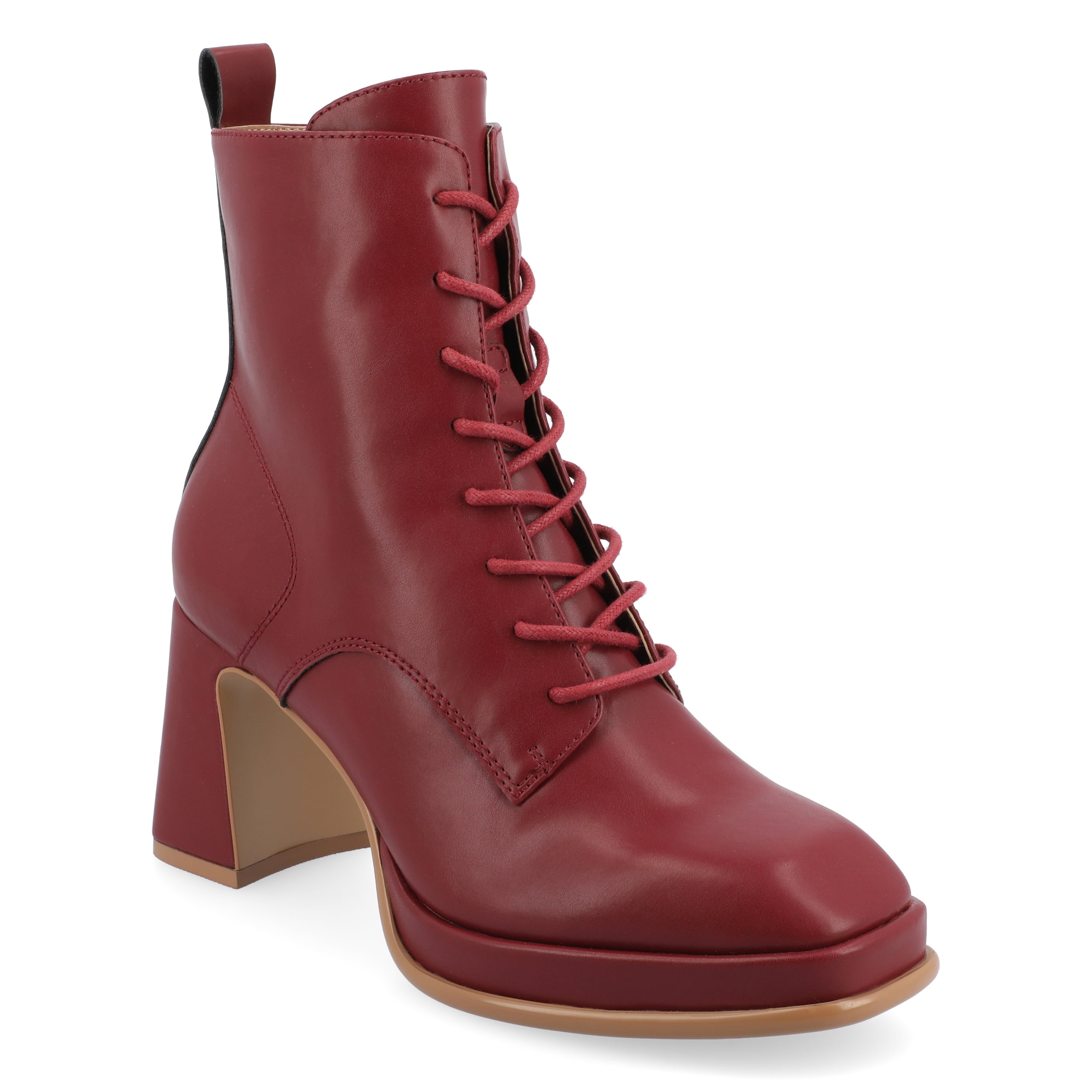 Journee Womens Kalindi Lace Up and Zip Entry Square Toe Booties, Widths Available