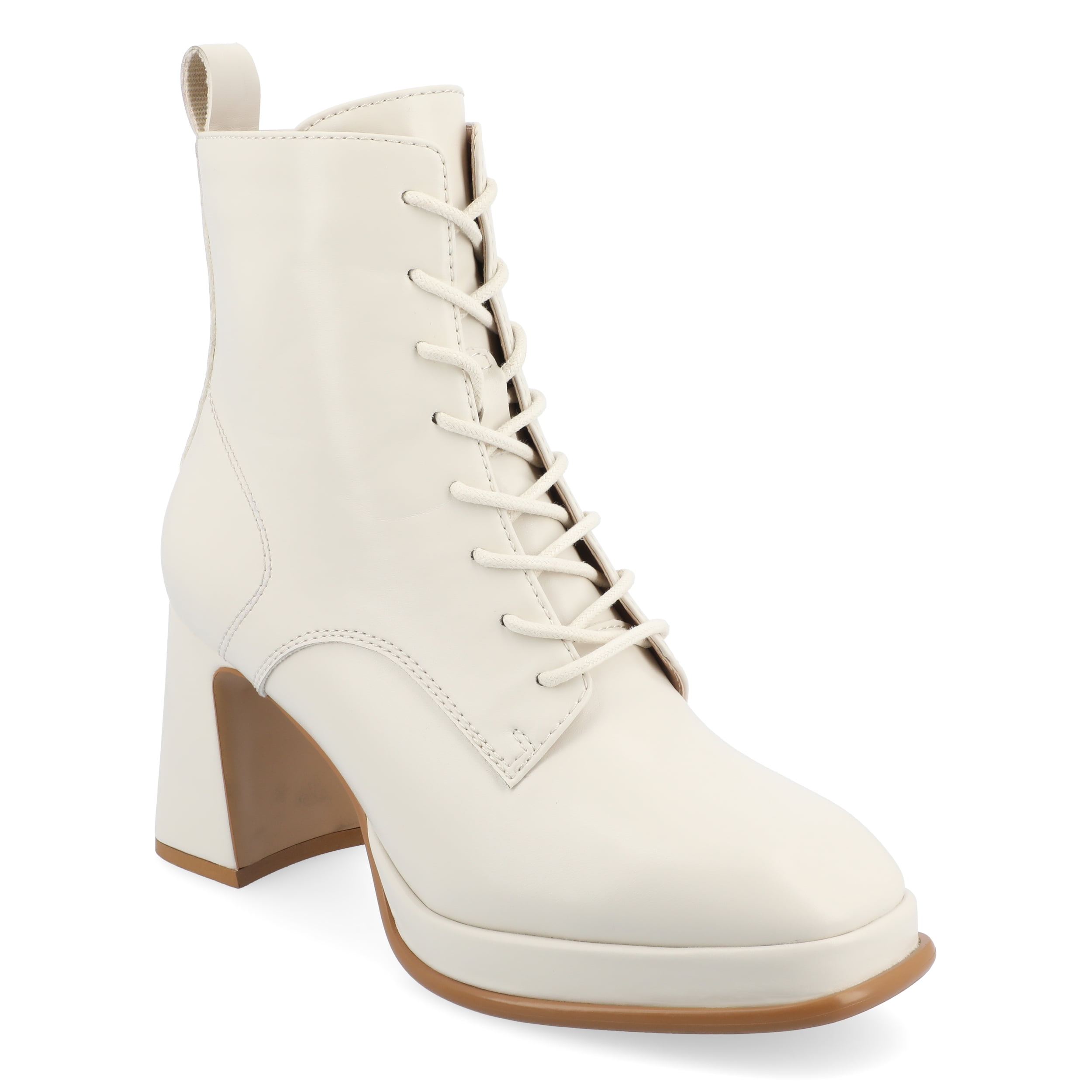Journee Womens Kalindi Lace Up and Zip Entry Square Toe Booties, Widths Available