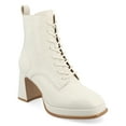 thumbnail image 1 of Journee Womens Kalindi Lace Up and Zip Entry Square Toe Booties, Widths Available, 1 of 10