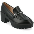 thumbnail image 1 of Journee Womens Kezziah Loafer Style Lug Outsole Platform Pumps, Widths Available, 1 of 10