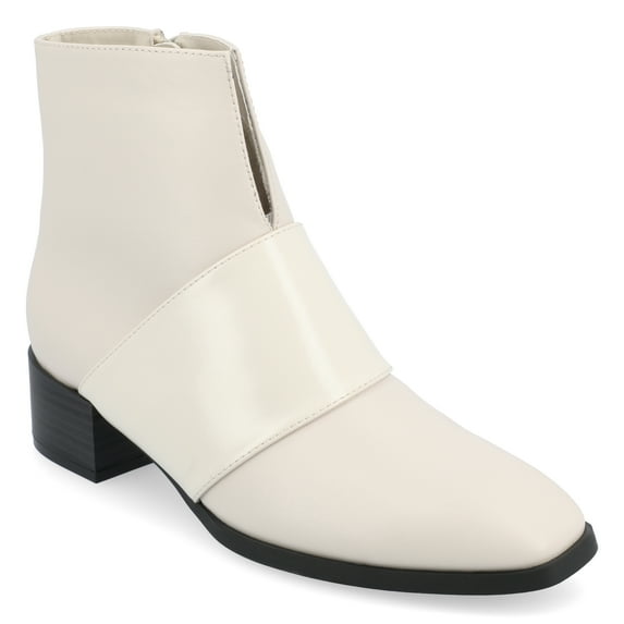 Journee Womens Kyler Two Tone Square Toe Booties
