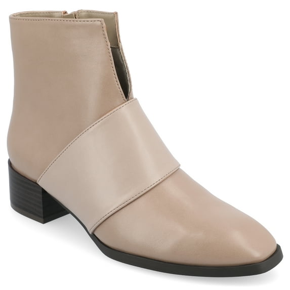 Journee Womens Kyler Two Tone Square Toe Booties
