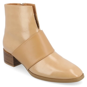 Journee Womens Kyler Two Tone Square Toe Booties