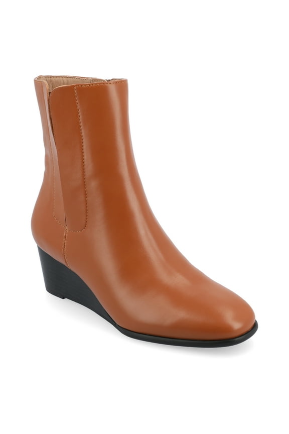 Womens Kylo Stacked Wedge Heel Soft Square Toe Booties