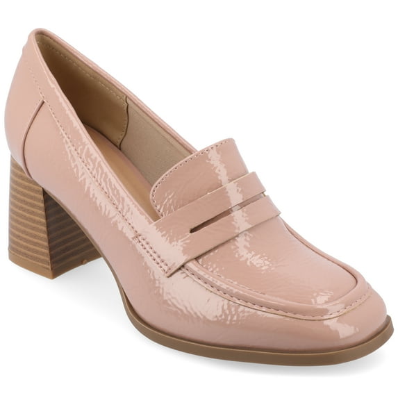 Journee Womens Malleah Loafer Style Stacked Heel Pumps, Widths Available