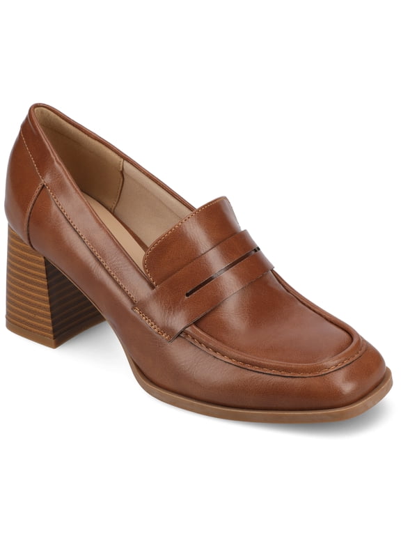 Womens Malleah Loafer Style Stacked Heel Pumps, Widths Available