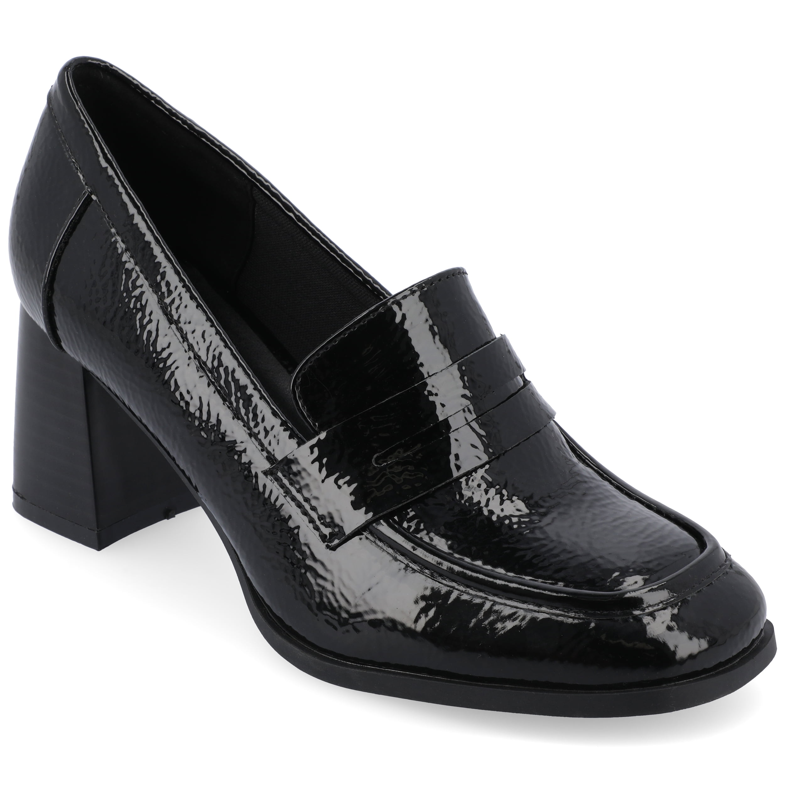 Journee Womens Malleah Loafer Style Stacked Heel Pumps, Widths Available