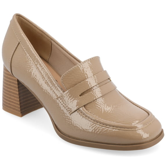 Journee Womens Malleah Loafer Style Stacked Heel Pumps, Widths Available