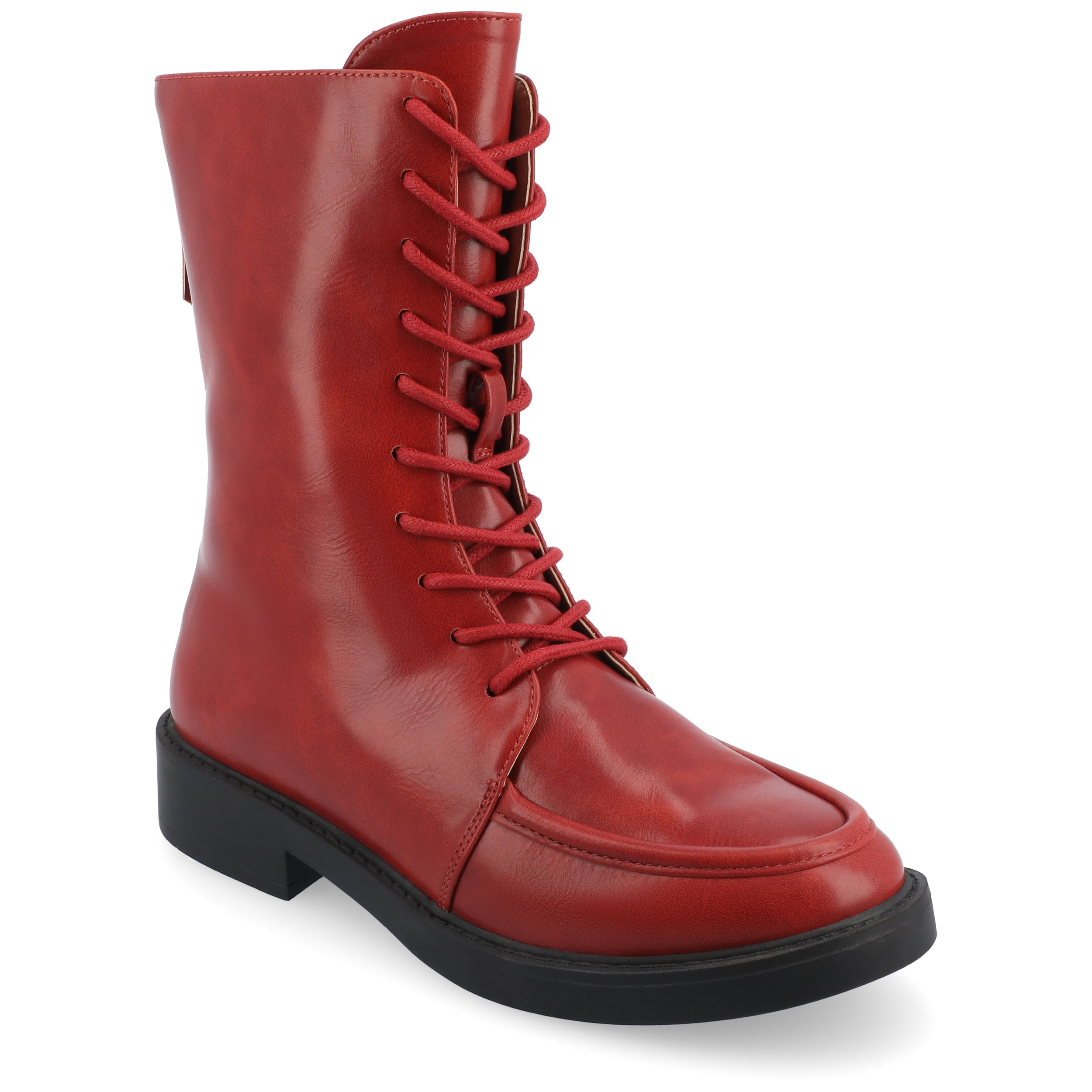 Journee Womens Nikks Lace Up and Zip Entry Almond Toe Booties