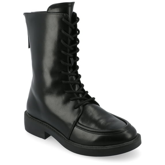 Journee Womens Nikks Lace Up and Zip Entry Almond Toe Booties