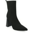 thumbnail image 1 of Journee Womens Noralinn Tapered Stacked Block Heel Knit Booties, Widths Available, 1 of 10