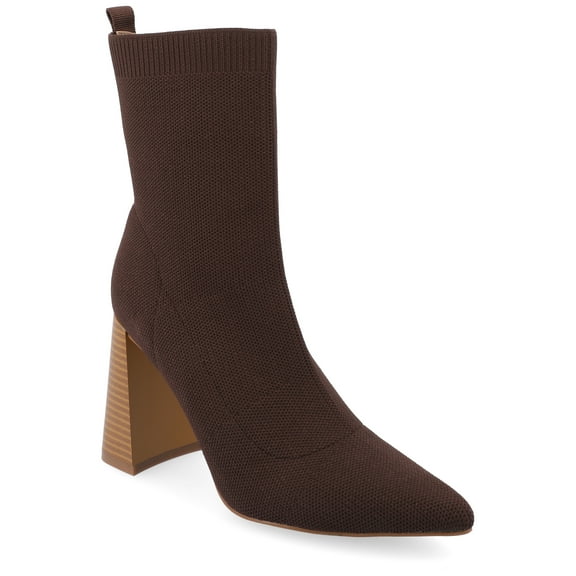 Journee Womens Noralinn Tapered Stacked Block Heel Knit Booties, Widths Available